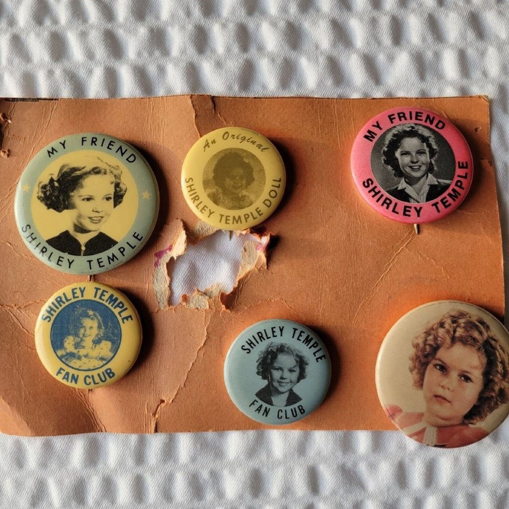 VTG IDEAL SHIRLEY TEMPLE DOLL‎ CELLULOID PINBACK BUTTON LOT FAN CLUB MY FRIEND